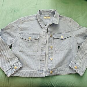 Striped Denim Jacket with Gold Buttons